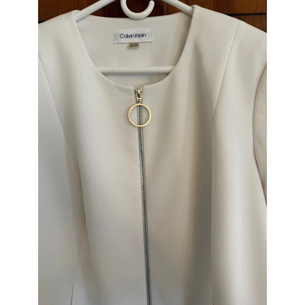 Calvin Klein Zip-Up Suit Separate Jacket‎ Womens Size 20W White Business Casual